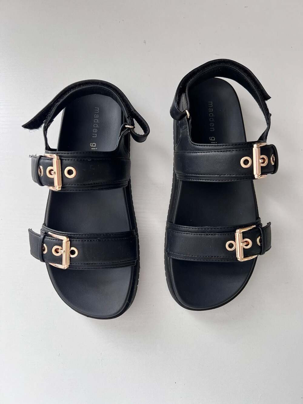 Madden Girl Black Buckle Platform Slingback Sandals Size 6.5